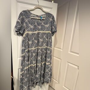 Sundance Blue and Cream Midi Dress